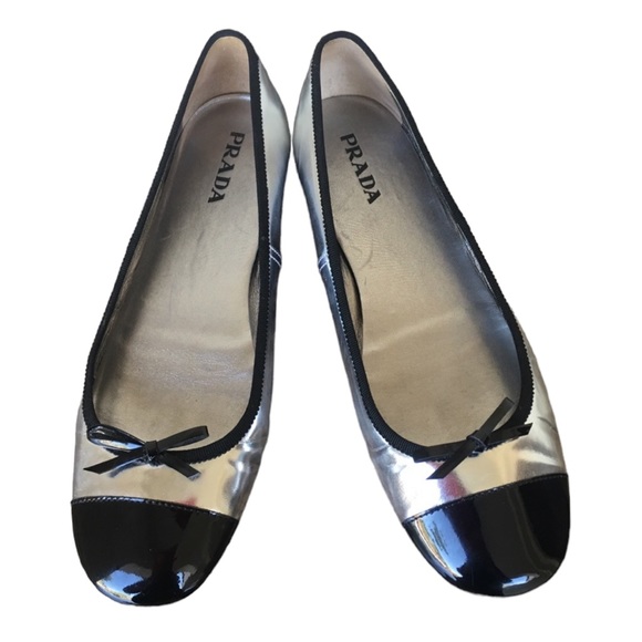 Prada Shoes - Authentic Prada flats silver/black size 38.5